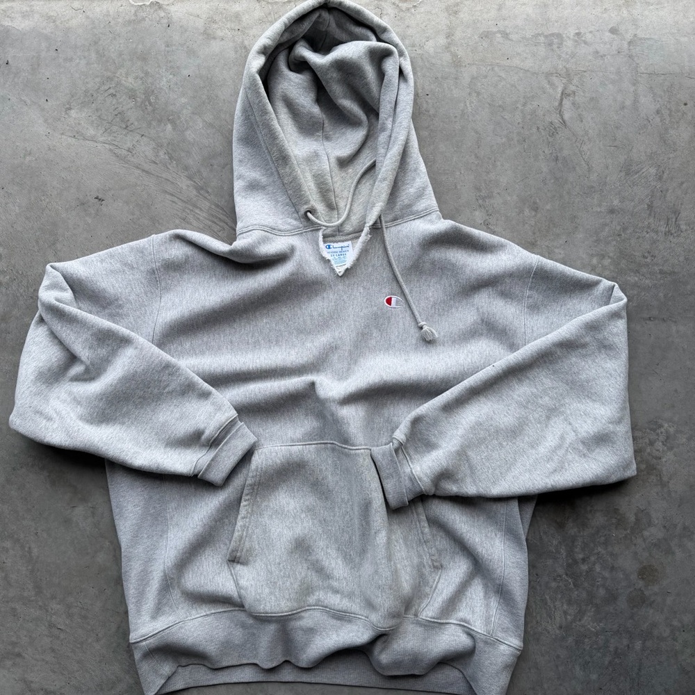 Men’s XXL Distressed Gray Reverse Weave Champion Hoodie
